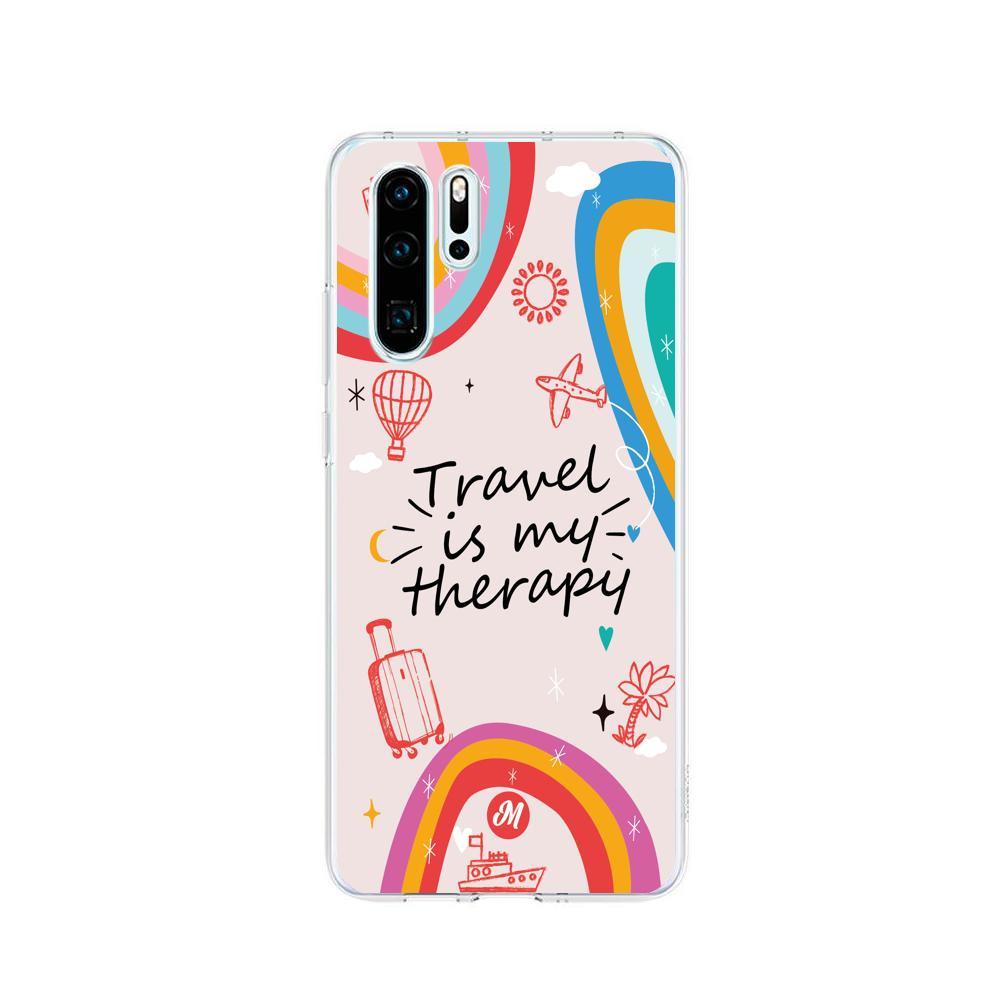 Cases para Huawei P30 pro TRAVEL IS MY THERAPY - Mandala Cases