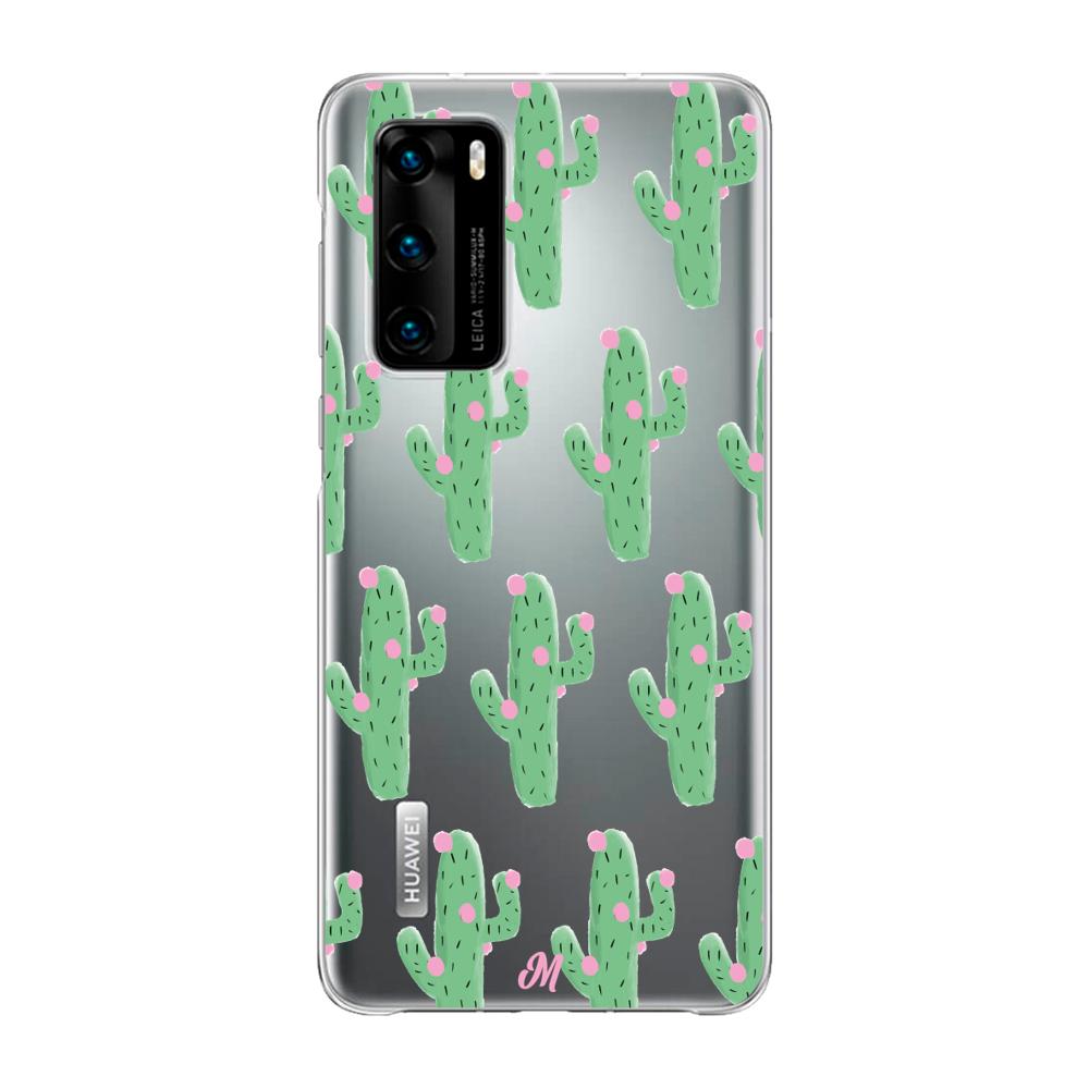 Case para Huawei P40 Cactus Con Flor Rosa  - Mandala Cases