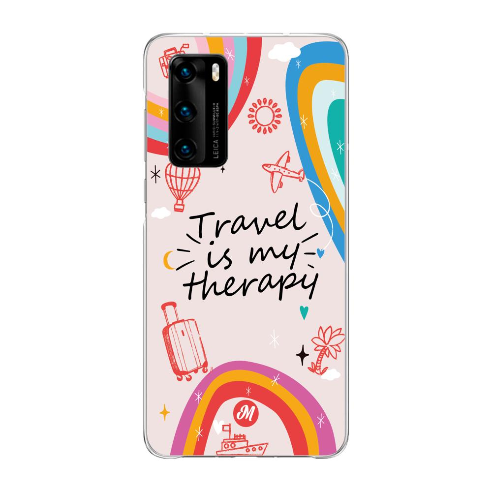 Cases para Huawei P40 TRAVEL IS MY THERAPY - Mandala Cases