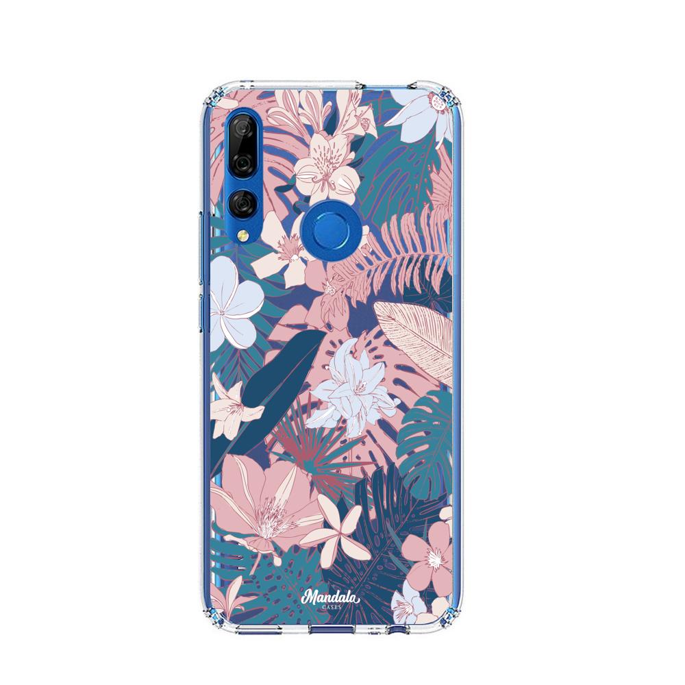 Case para Huawei Y9 prime 2019 Funda Hojas Rosas y Azules  - Mandala Cases