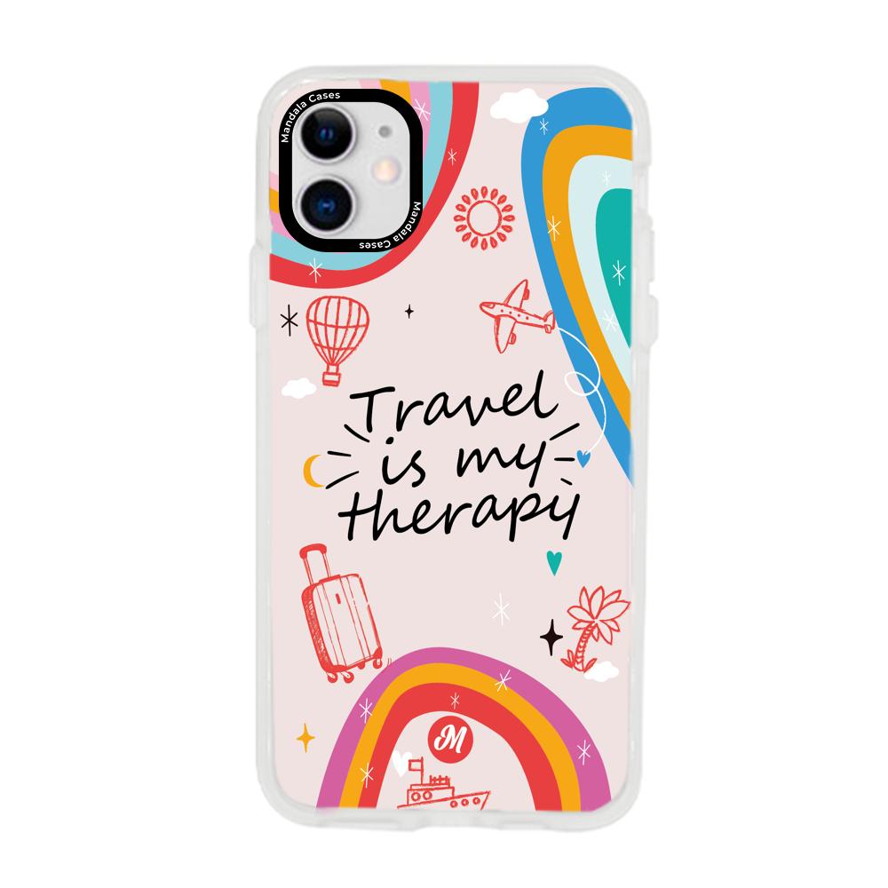 Cases para iphone 11 TRAVEL IS MY THERAPY - Mandala Cases