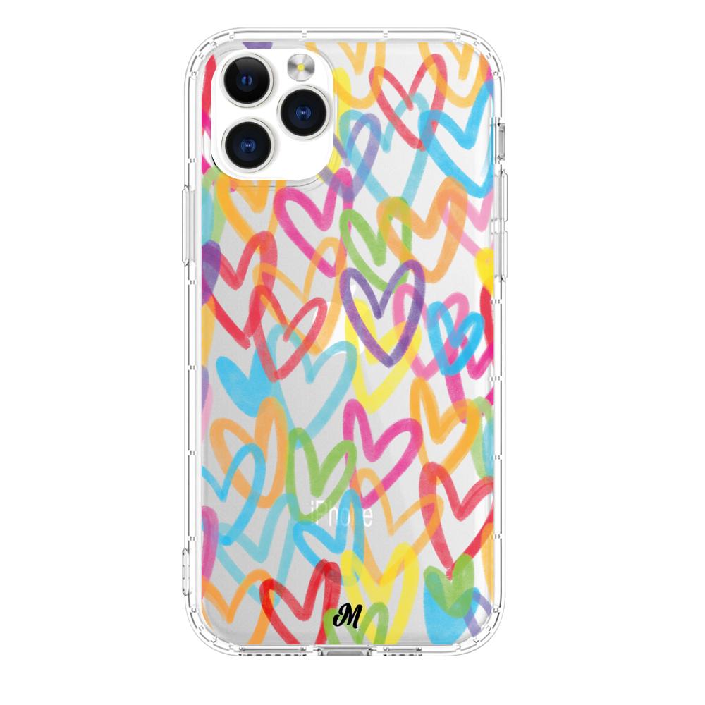 Case para iphone 11 pro max Corazones arcoíris - Mandala Cases