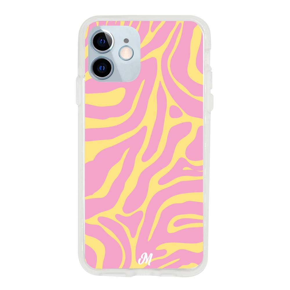 Case para iphone 12 Mini Lineas rosa y amarillo - Mandala Cases