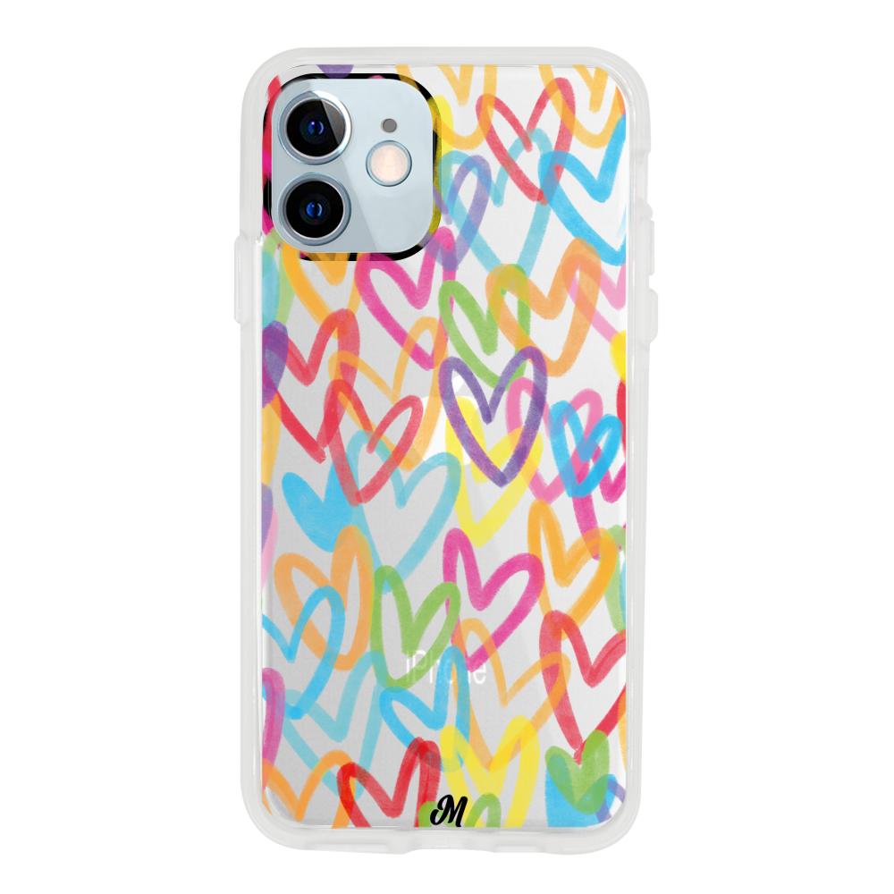 Case para iphone 12 Mini Corazones arcoíris - Mandala Cases