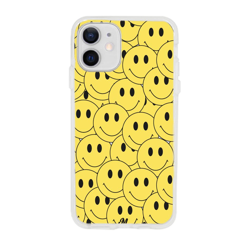 Case para iphone 12 Mini Yellow happy faces - Mandala Cases