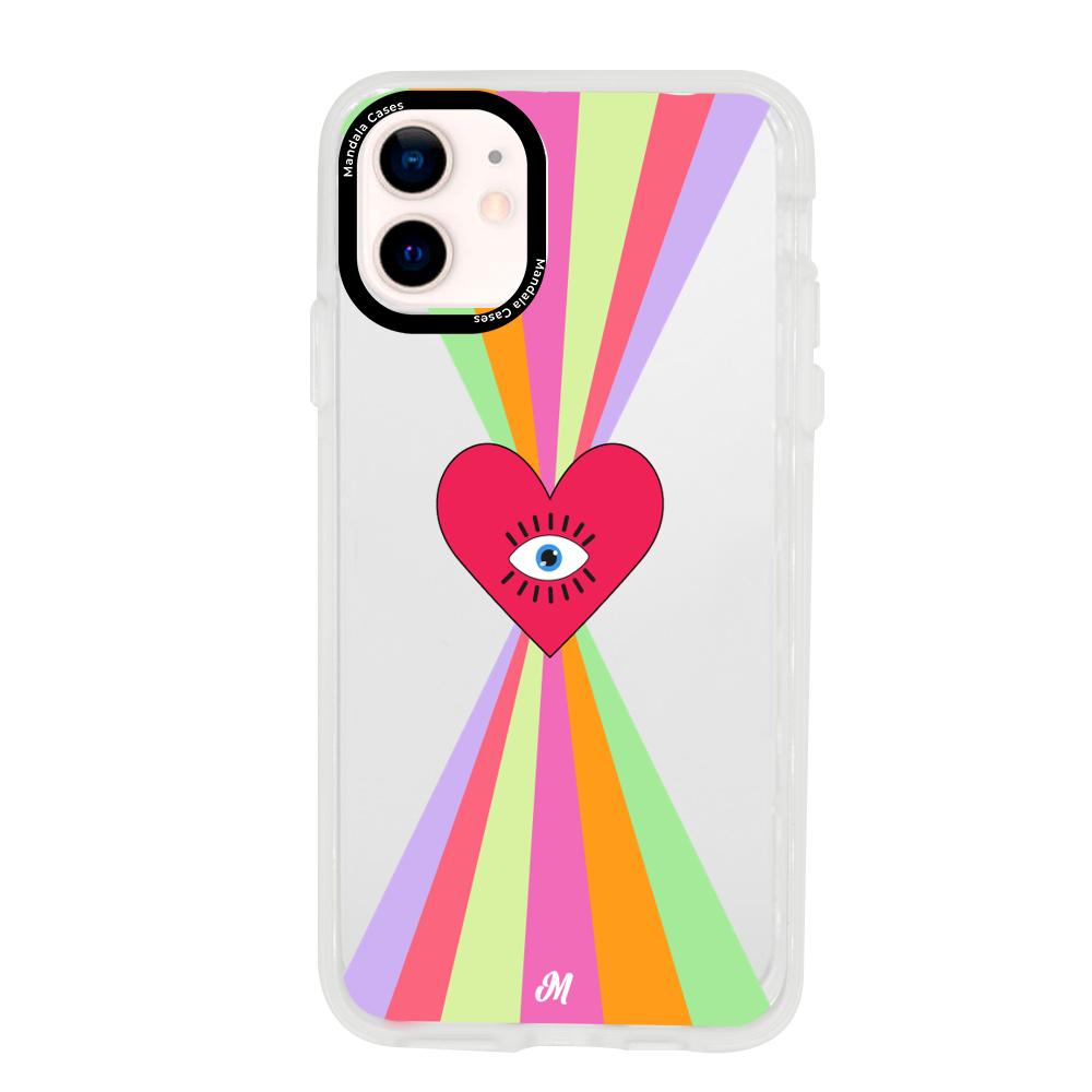 Case para iphone 12 Mini Corazon arcoiris - Mandala Cases