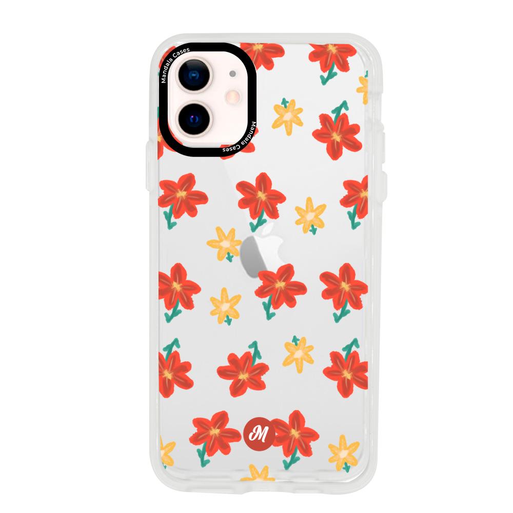 Cases para iphone 12 Mini RED FLOWERS - Mandala Cases