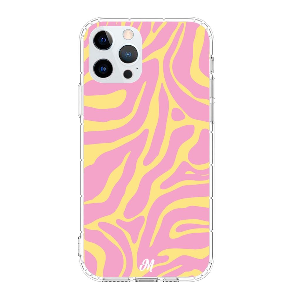 Case para iphone 12 pro max Lineas rosa y amarillo - Mandala Cases