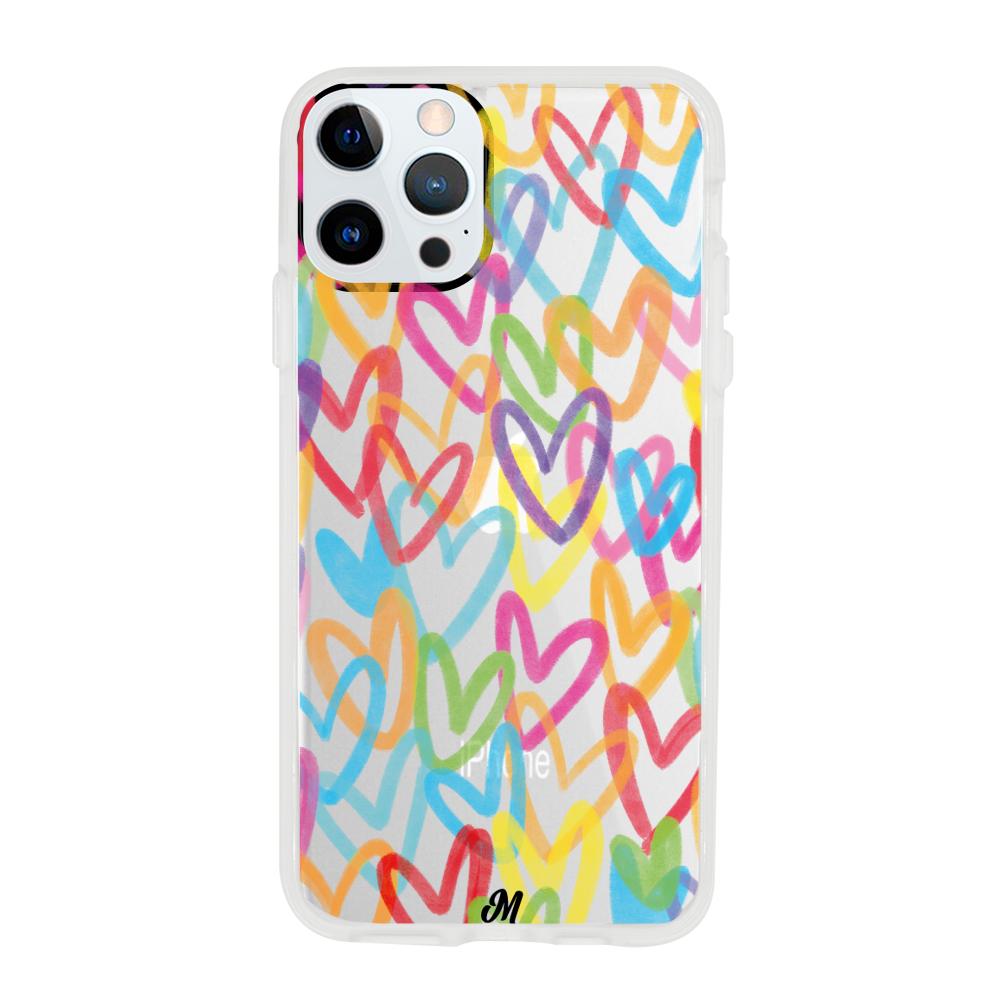 Case para iphone 12 pro max Corazones arcoíris - Mandala Cases