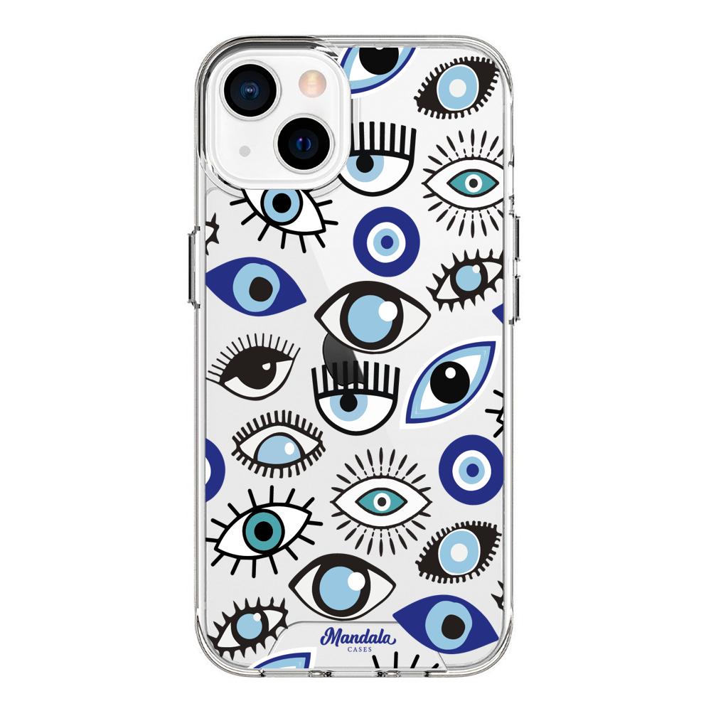Case para iphone 13 Mini Funda Funda Ojos Azules y Blancos - Mandala Cases