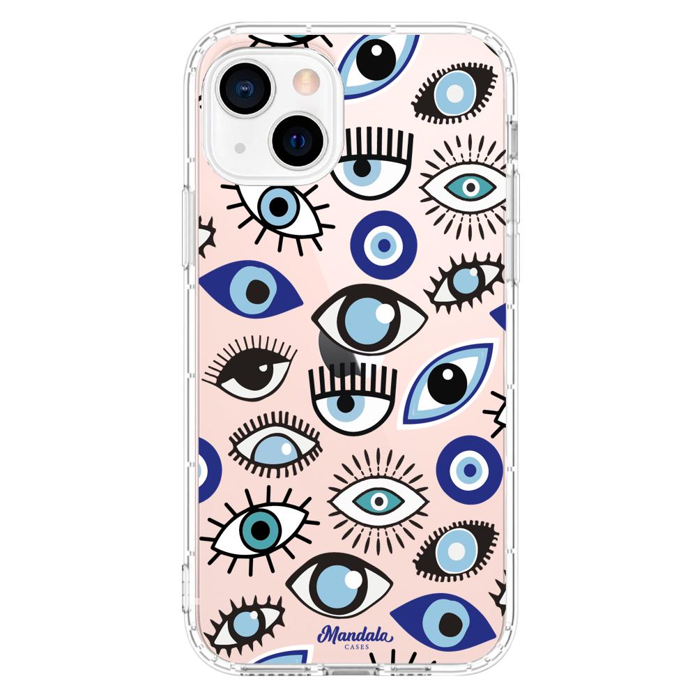 Case para iphone 13 Mini Funda Funda Ojos Azules y Blancos - Mandala Cases