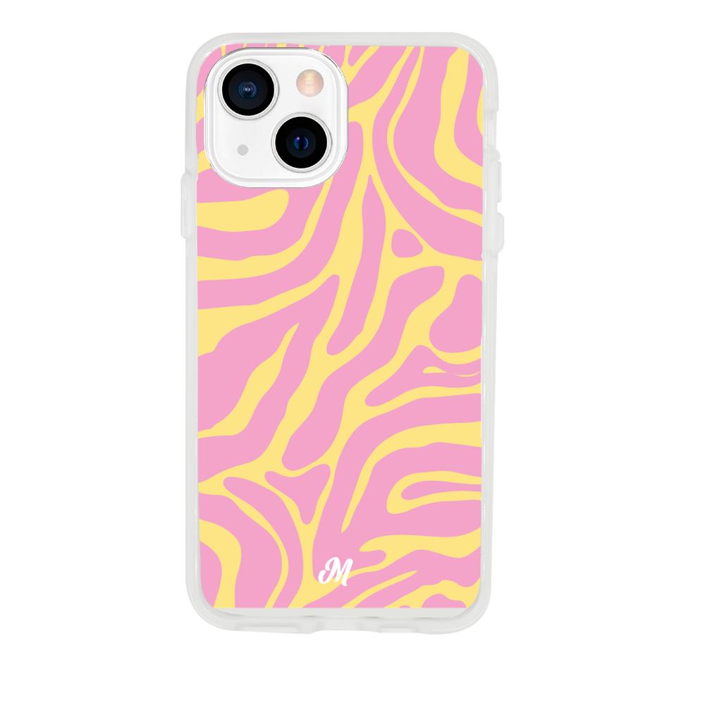 Case para iphone 13 Mini Lineas rosa y amarillo - Mandala Cases