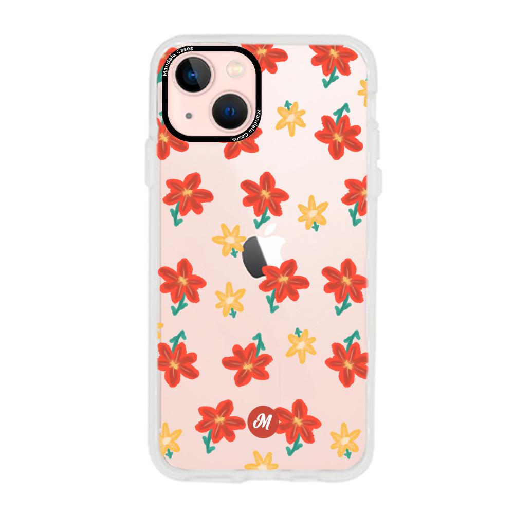 Cases para iphone 13 Mini RED FLOWERS - Mandala Cases