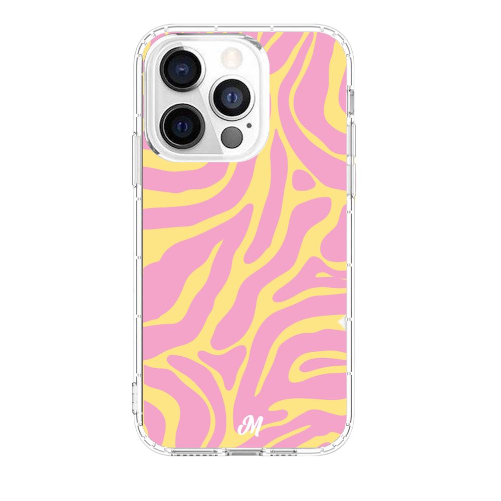 Case para iphone 13 pro max Lineas rosa y amarillo - Mandala Cases