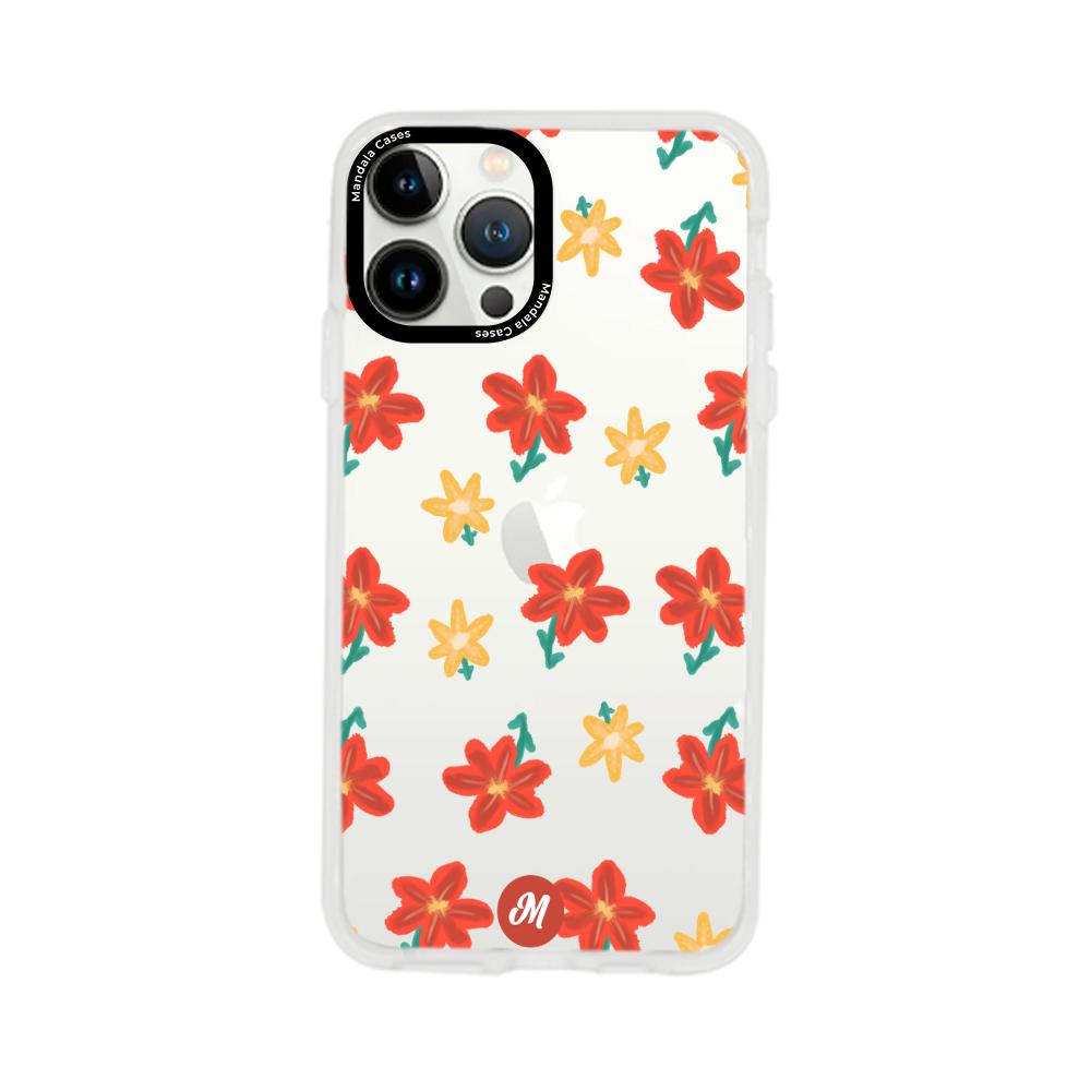 Cases para iphone 13 pro max RED FLOWERS - Mandala Cases