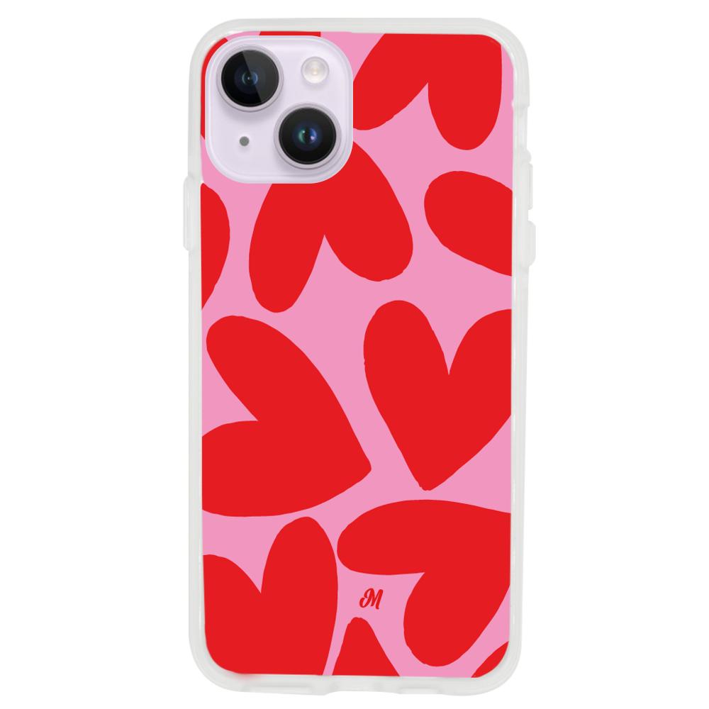 Case para iphone 14 plus Red Hearts - Mandala Cases
