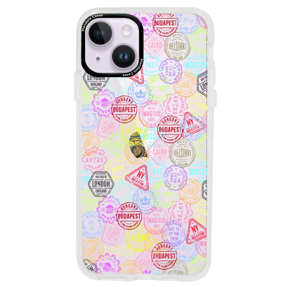 Case para iphone 14 plus Sellos viajeros - Mandala Cases