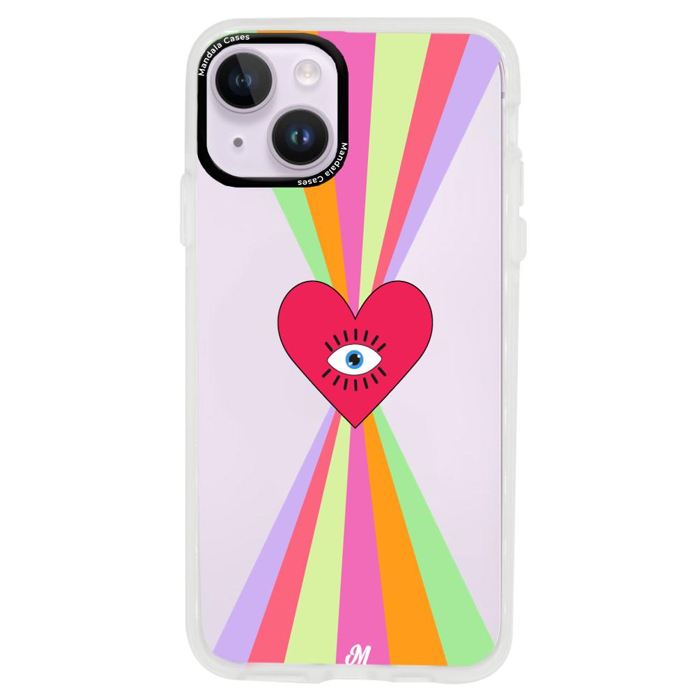 Case para iphone 14 plus Corazon arcoiris - Mandala Cases