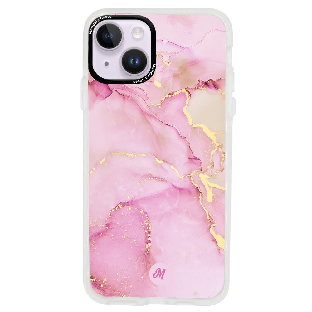 Cases para iphone 14 plus Pink marble - Mandala Cases