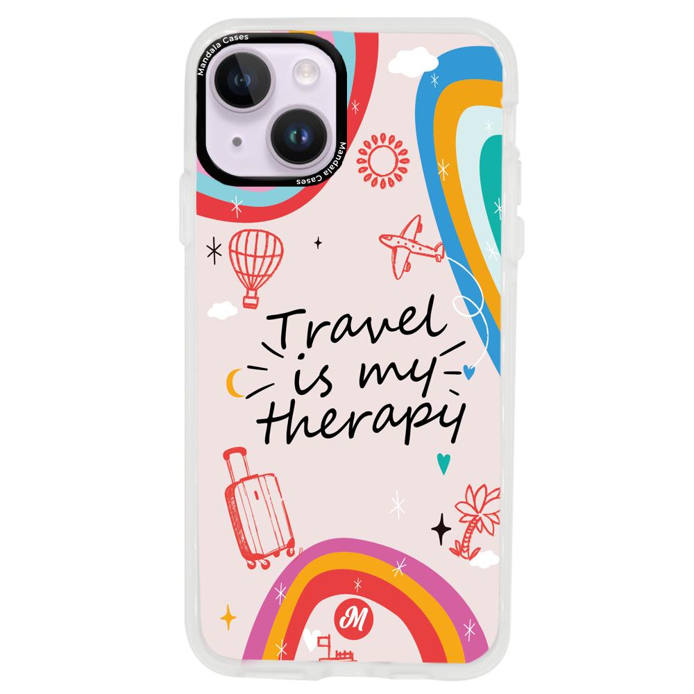 Cases para iphone 14 plus TRAVEL IS MY THERAPY - Mandala Cases