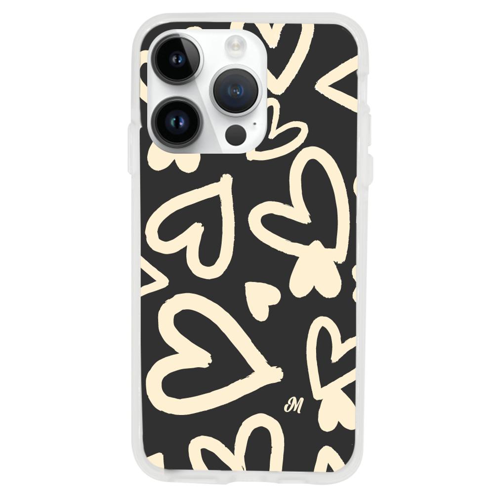 Case para iphone 14 pro max Black Hearts - Mandala Cases