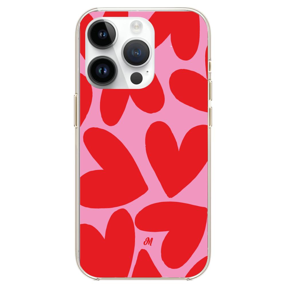 Case para iphone 14 pro max Red Hearts - Mandala Cases