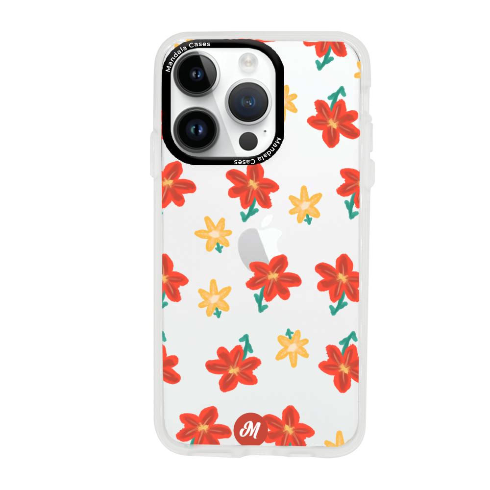 Cases para iphone 14 pro max RED FLOWERS - Mandala Cases