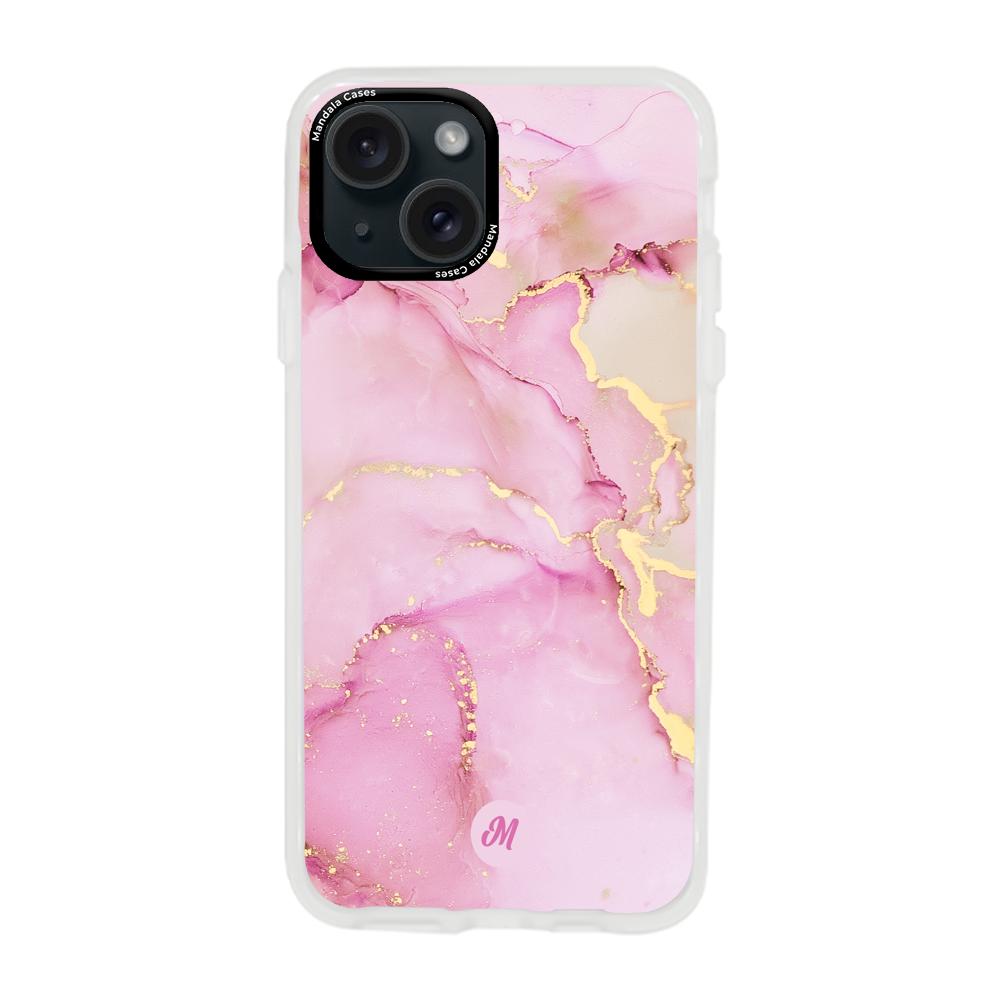 Cases para iphone 15 plus  Pink marble - Mandala Cases