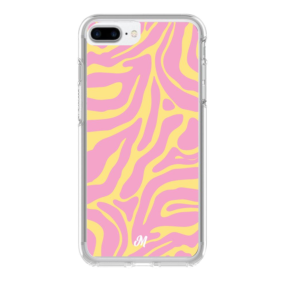 Case para iphone 8 plus Lineas rosa y amarillo - Mandala Cases