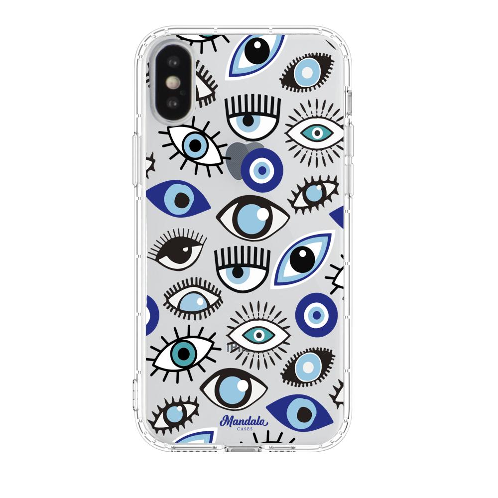 Case para iphone x Funda Funda Ojos Azules y Blancos - Mandala Cases