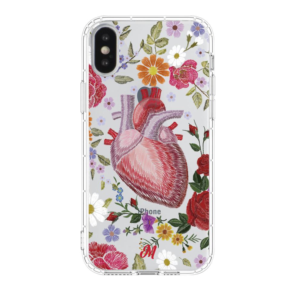 Case para iphone x Funda Corazón con Flores - Mandala Cases