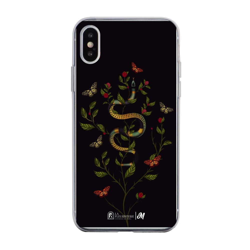 Case para iphone x Sanke Flowers Negra - Mandala Cases