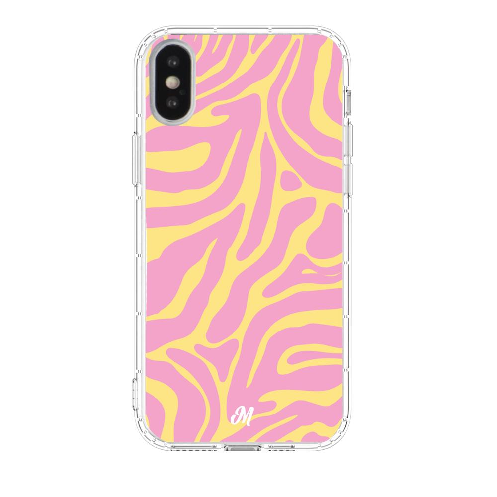 Case para iphone x Lineas rosa y amarillo - Mandala Cases