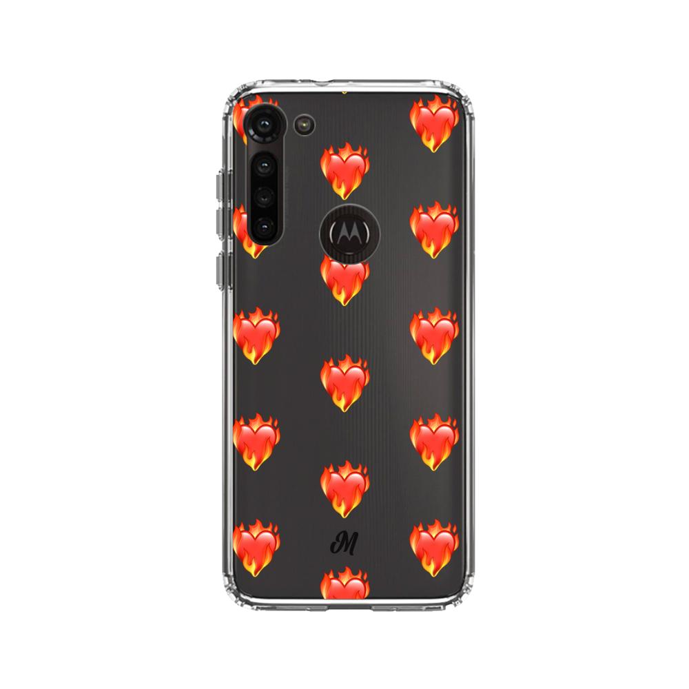 Case para Motorola G8 power de Corazón en llamas - Mandala Cases