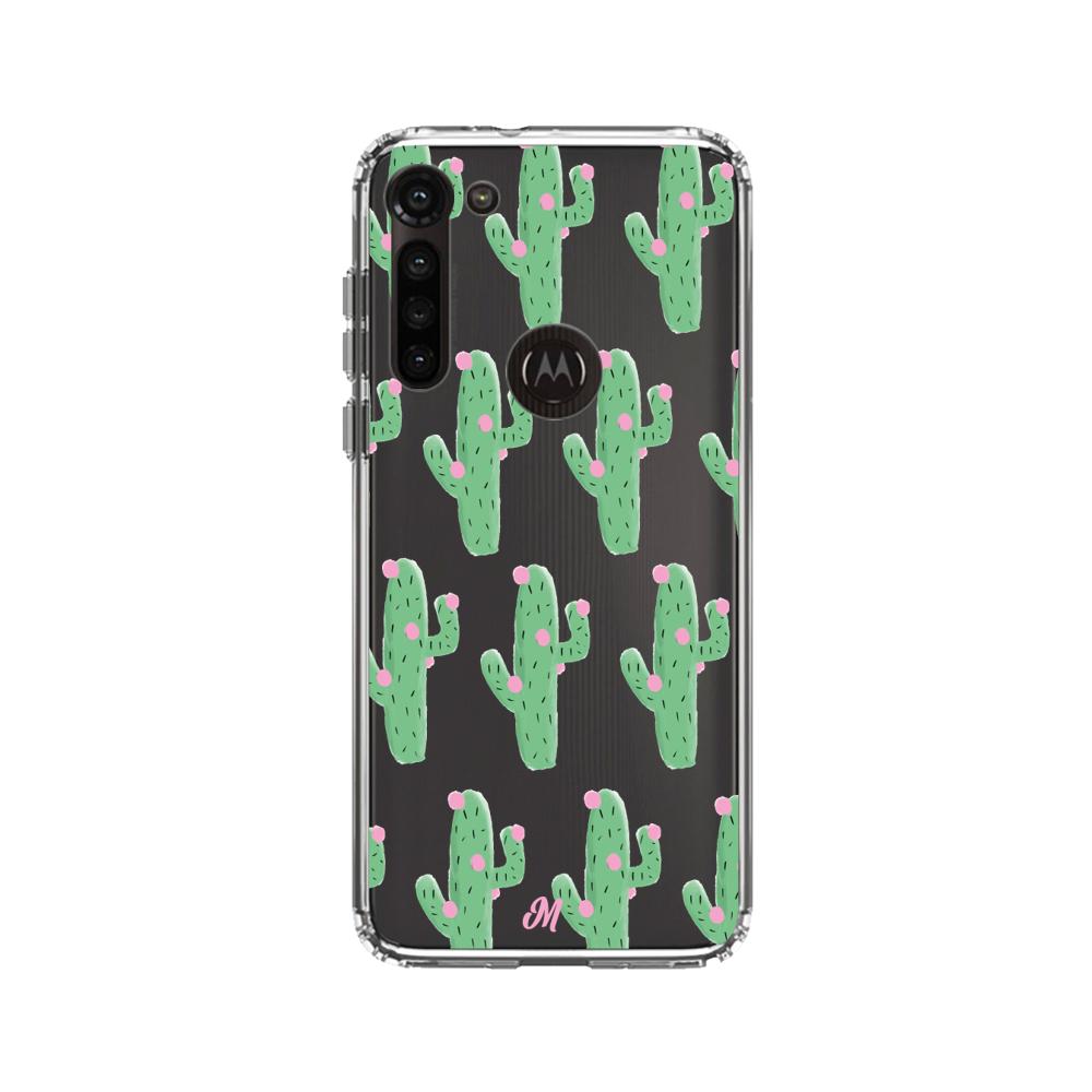 Case para Motorola G8 power Cactus Con Flor Rosa  - Mandala Cases