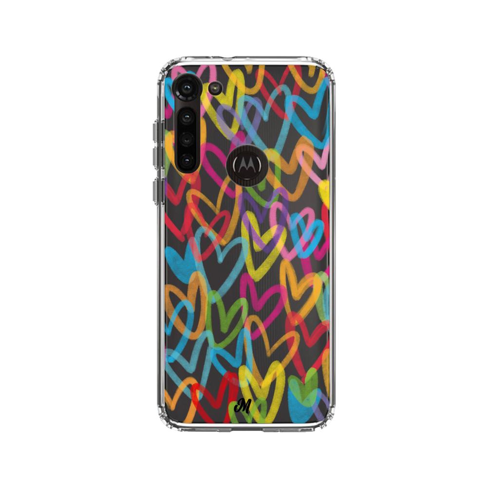 Case para Motorola G8 power Corazones arcoíris - Mandala Cases