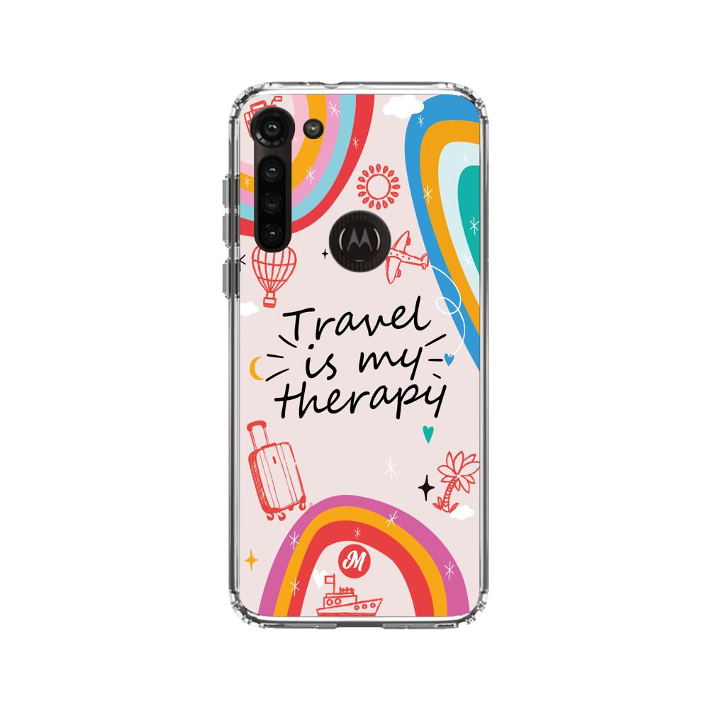 Cases para Motorola G8 power TRAVEL IS MY THERAPY - Mandala Cases
