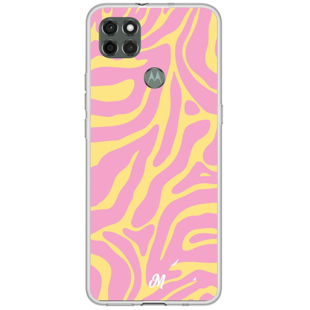 Case para Motorola G9 power Lineas rosa y amarillo - Mandala Cases
