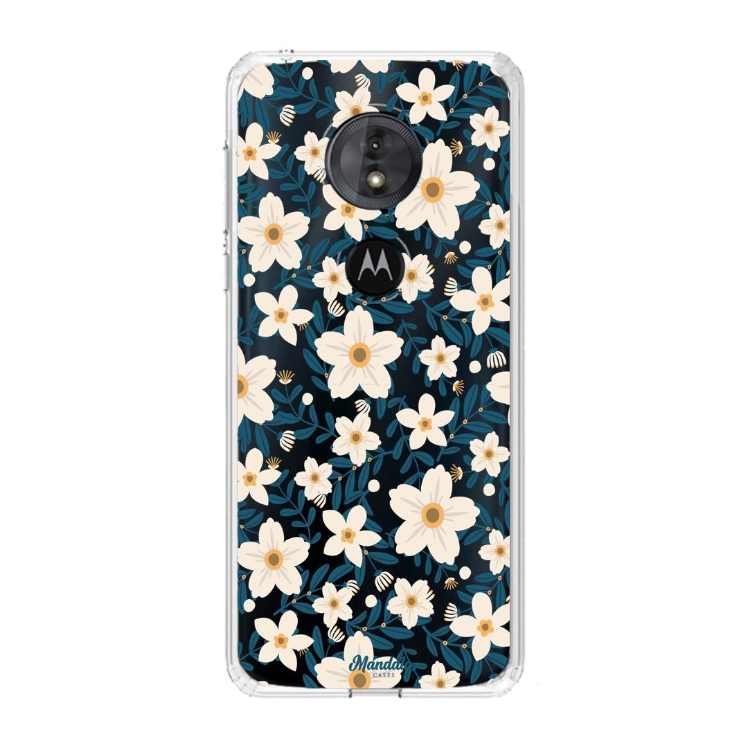 Case para Motorola G6 play Funda Flores Blancas  - Mandala Cases