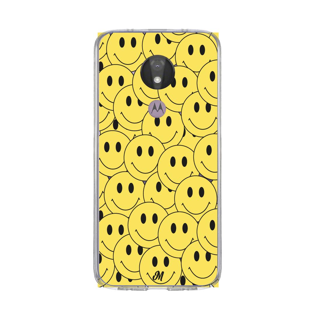 Case para Motorola G7 power Yellow happy faces - Mandala Cases