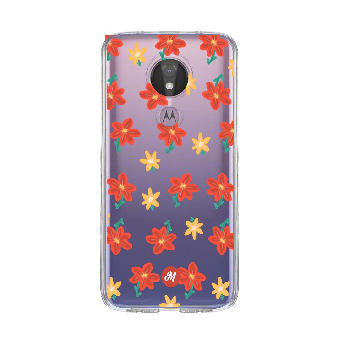 Cases para Motorola G7 power RED FLOWERS - Mandala Cases