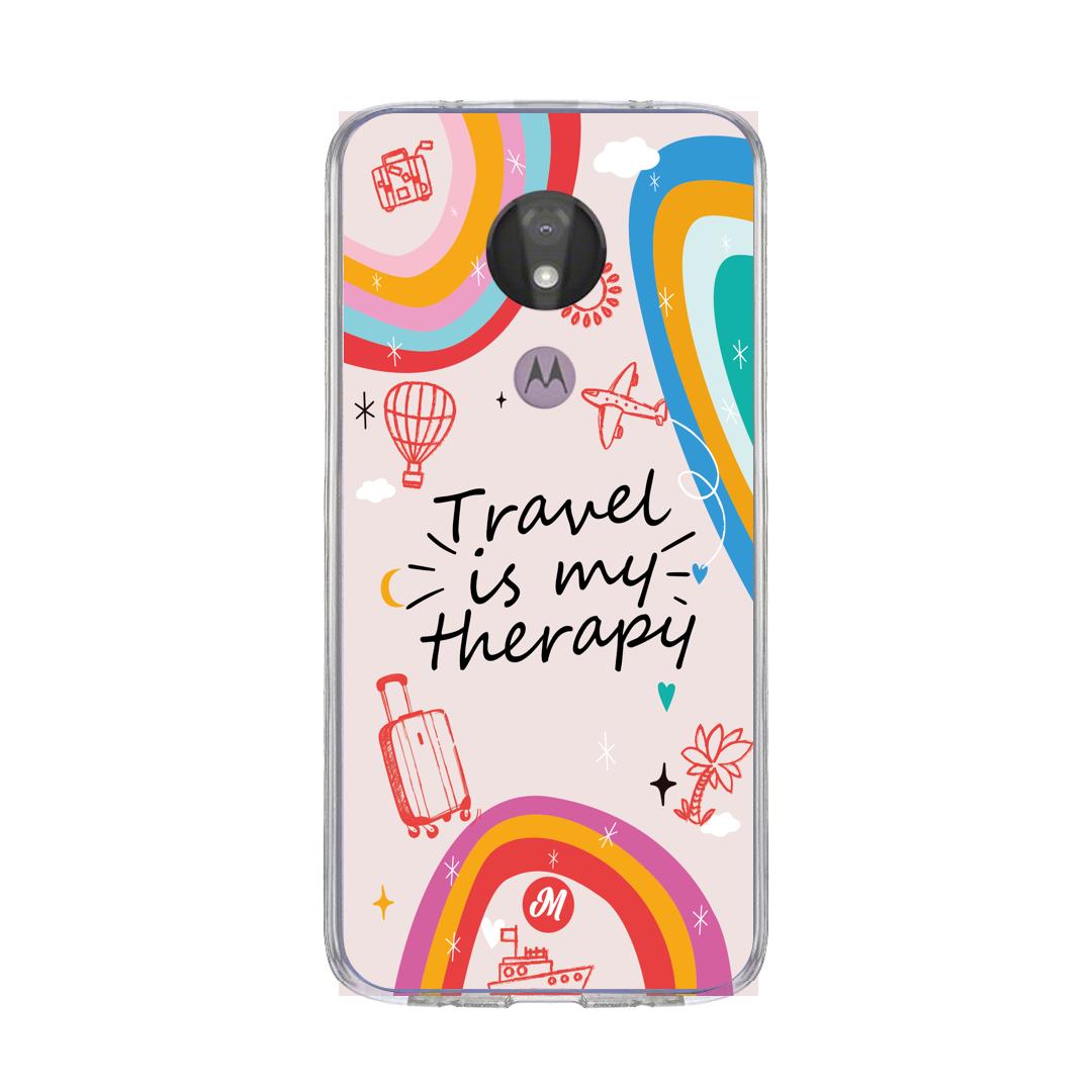 Cases para Motorola G7 power TRAVEL IS MY THERAPY - Mandala Cases