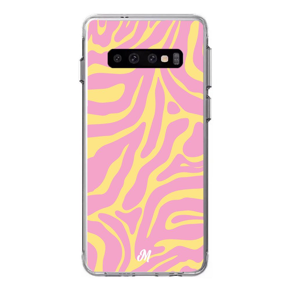 Case para Samsung S10 Lineas rosa y amarillo - Mandala Cases