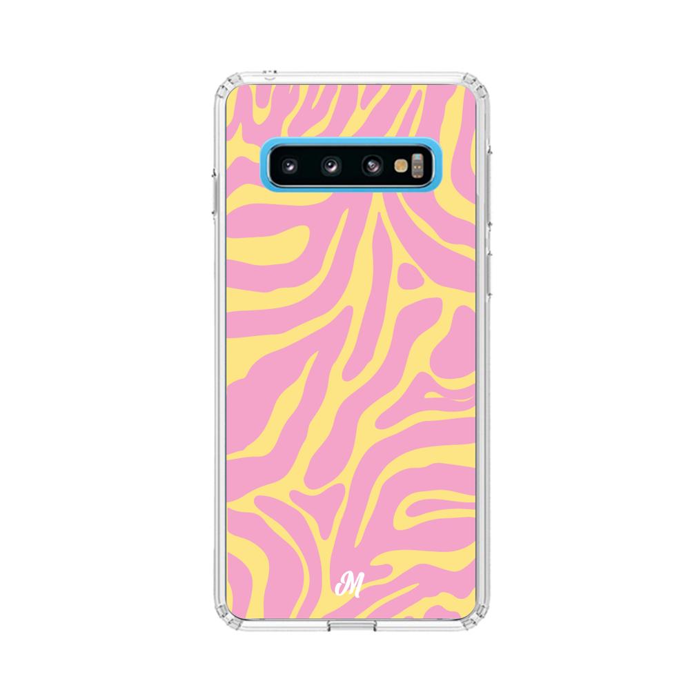 Case para Samsung S10 Lineas rosa y amarillo - Mandala Cases