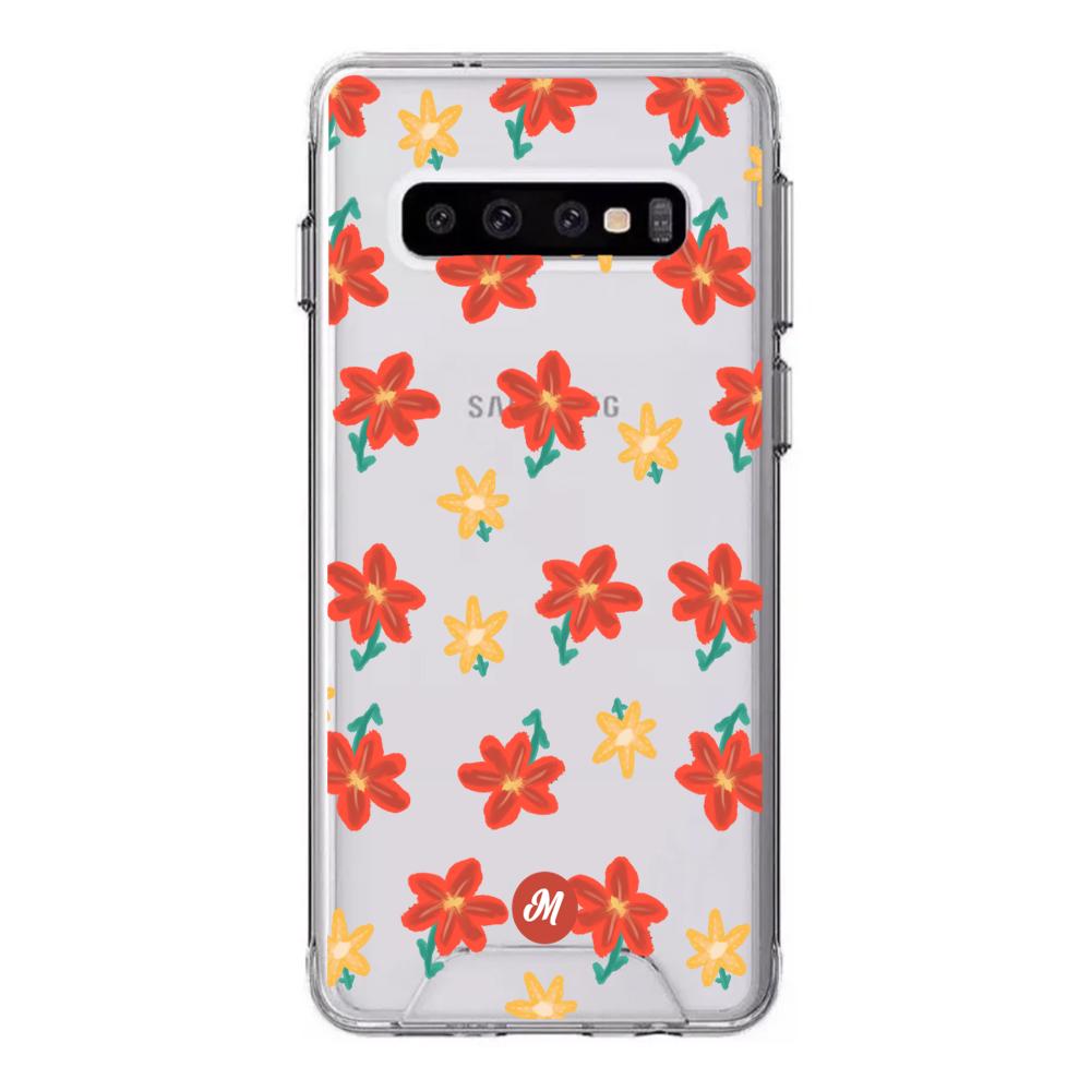 Cases para Samsung S10 plus RED FLOWERS - Mandala Cases