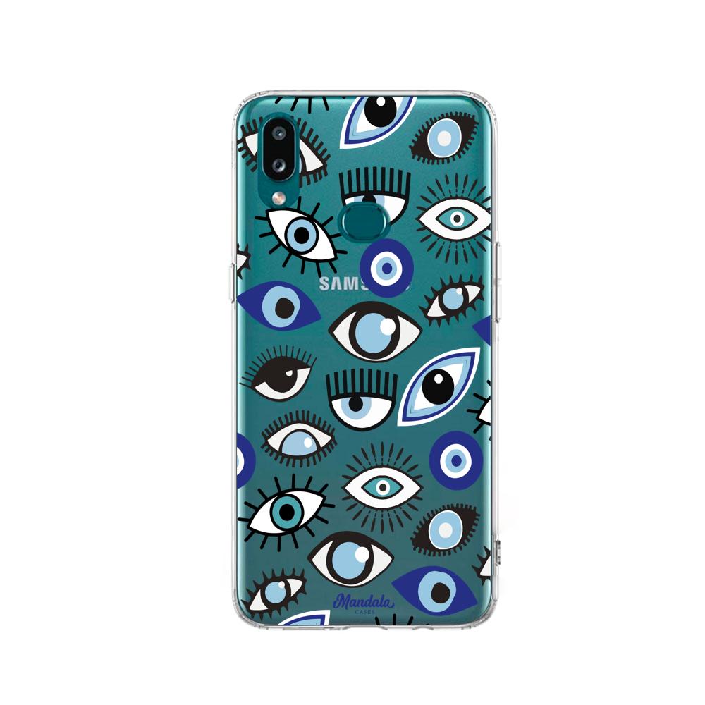 Case para Samsung a10s Funda Funda Ojos Azules y Blancos - Mandala Cases