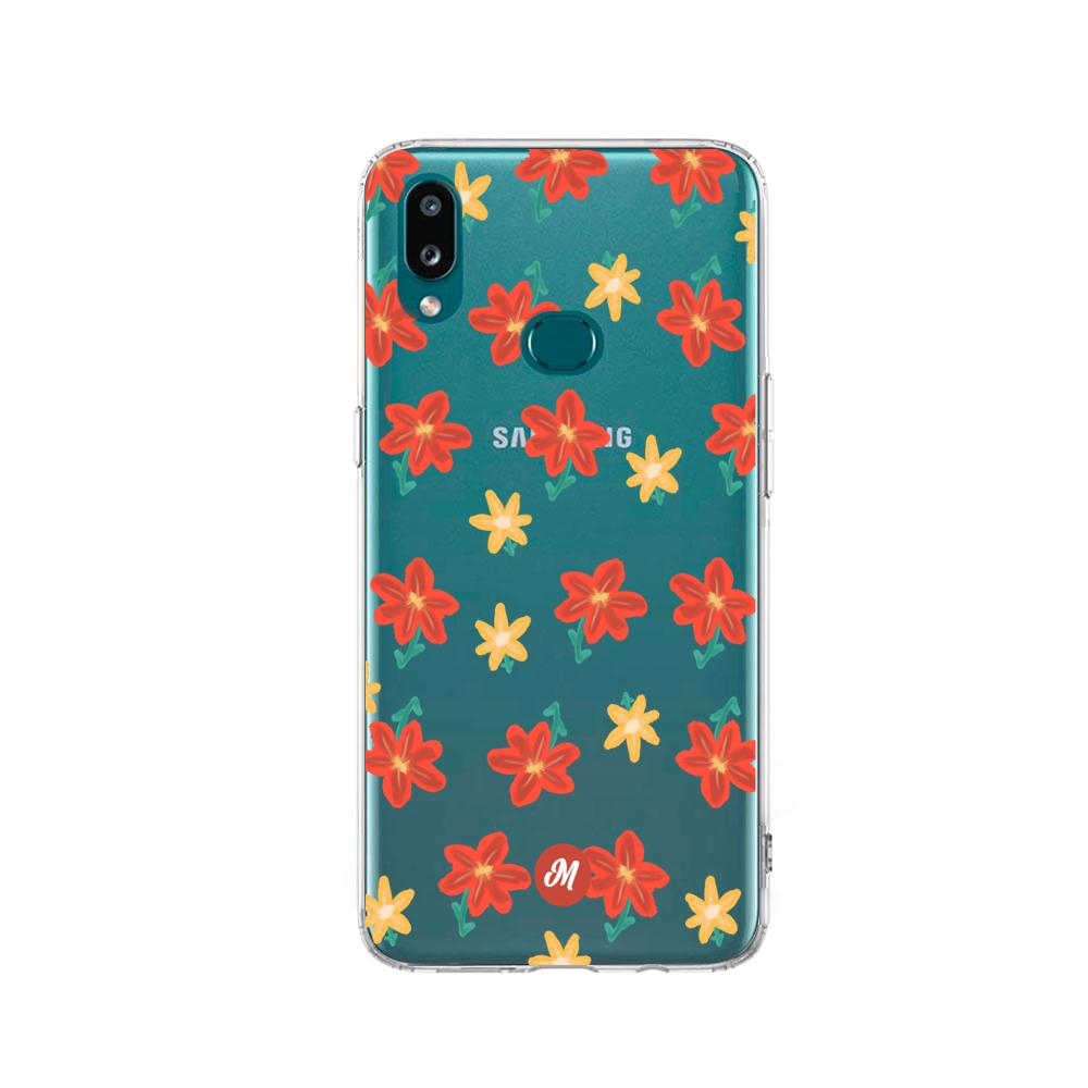 Cases para Samsung a10s RED FLOWERS - Mandala Cases