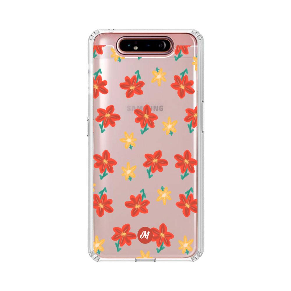Cases para Samsung A80 RED FLOWERS - Mandala Cases