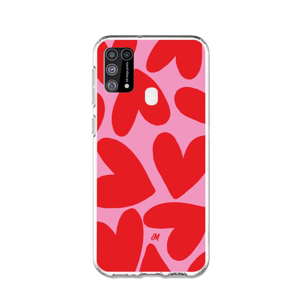 Case para Samsung M31 Red Hearts - Mandala Cases