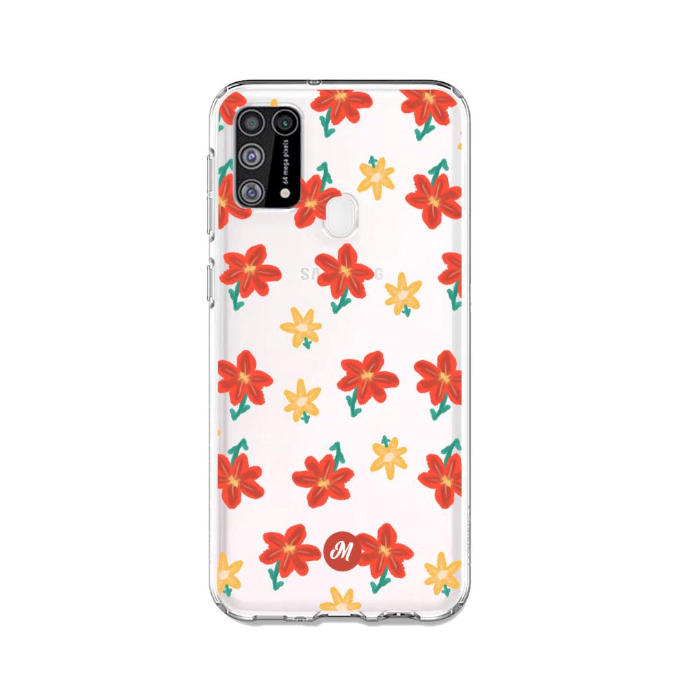 Cases para Samsung M31 RED FLOWERS - Mandala Cases
